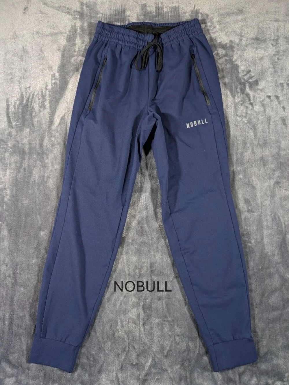 NOBULL Jogger Pants Mens Medium Performance Workout Gym Navy Stretch Zip Pockets